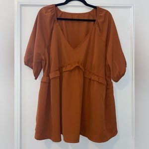 NWOT - Burnt-Orange Peasant-Style Blouse - 2X